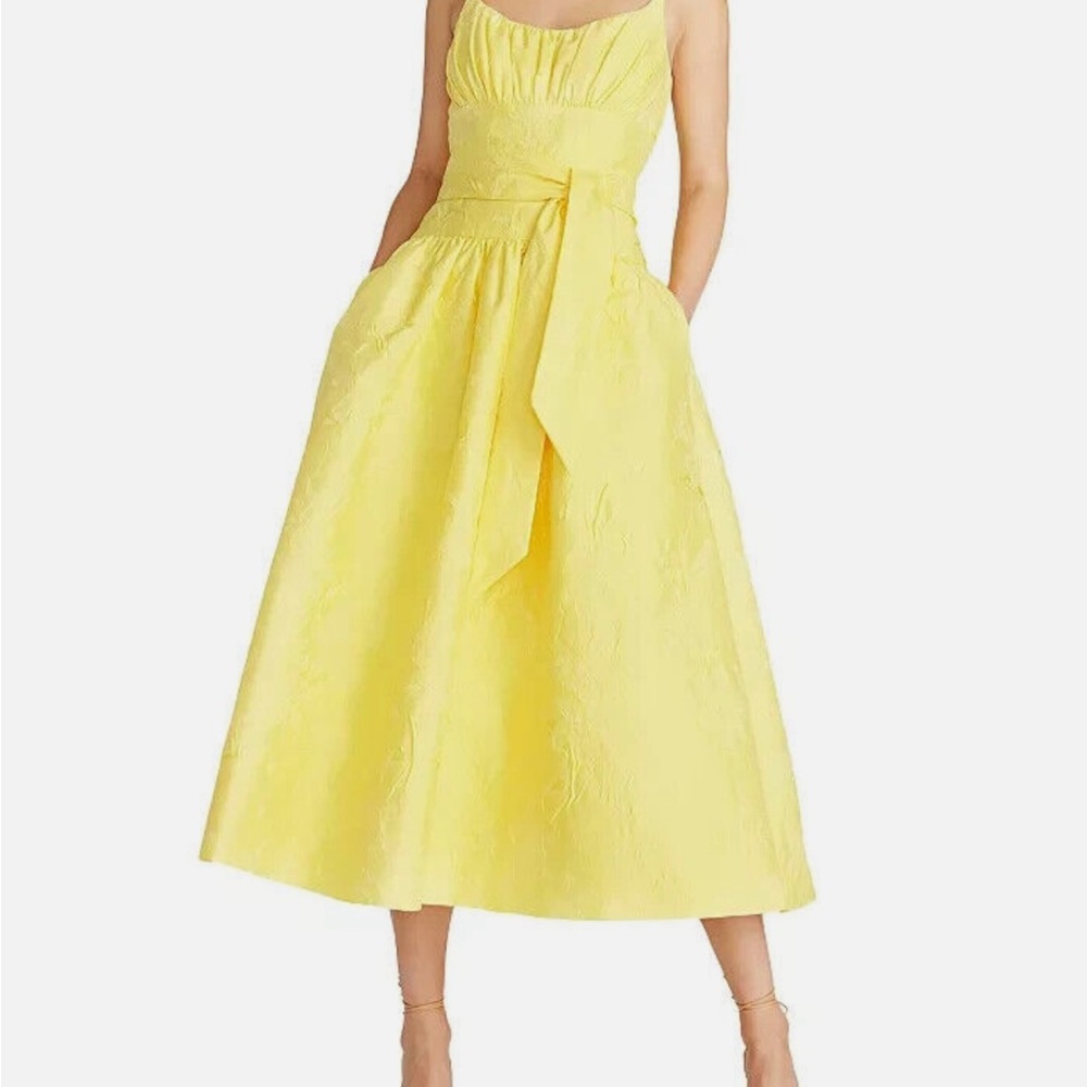 Monique Lhuillier Floral Jacquard A Line Dress